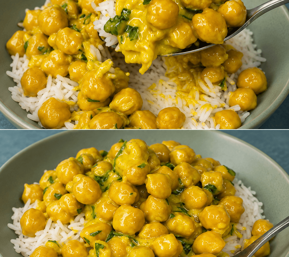 Curry cremoso di ceci con riso