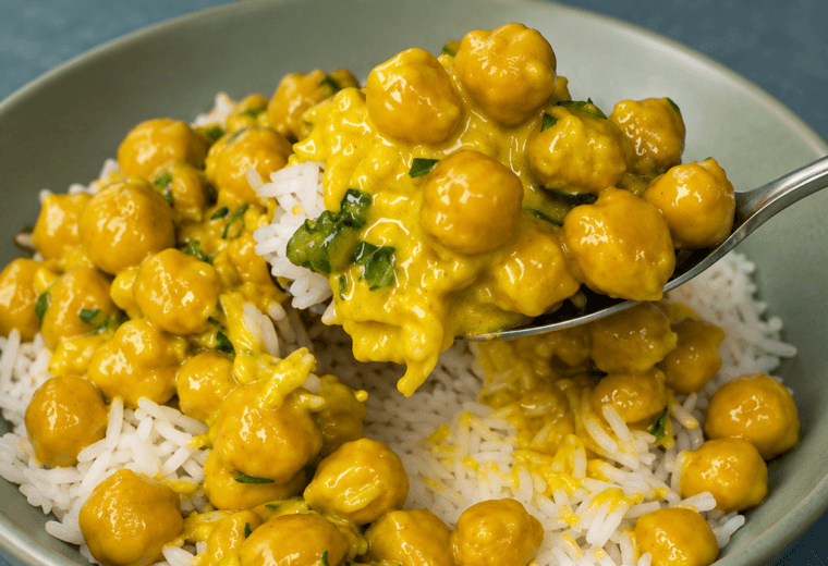 Curry cremoso di ceci con riso