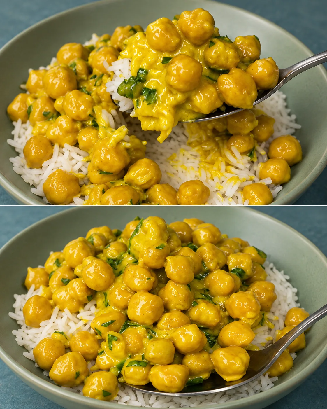 Curry crémeux de pois chiches avec du riz