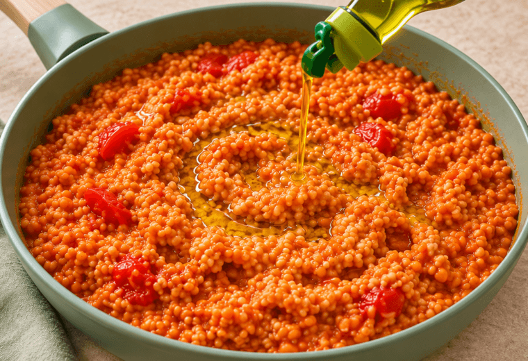 Cous cous cremoso con lenticchie rosse