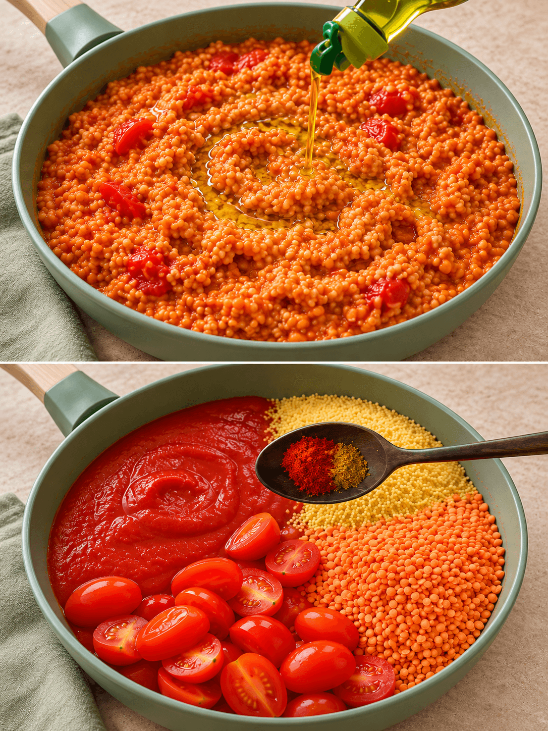 Cous cous cremoso con lenticchie rosse