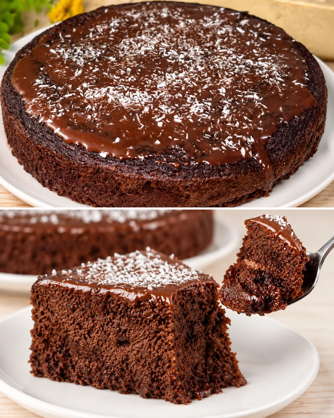 gâteau aux pommes, aux noix et au cacao