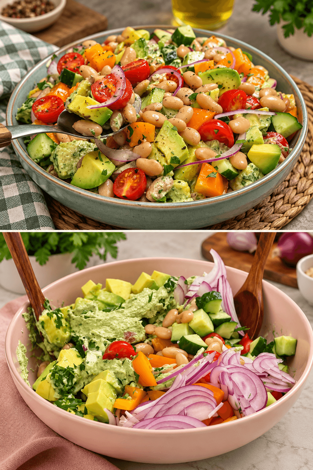 Insalata di avocado, fagioli e pomodori