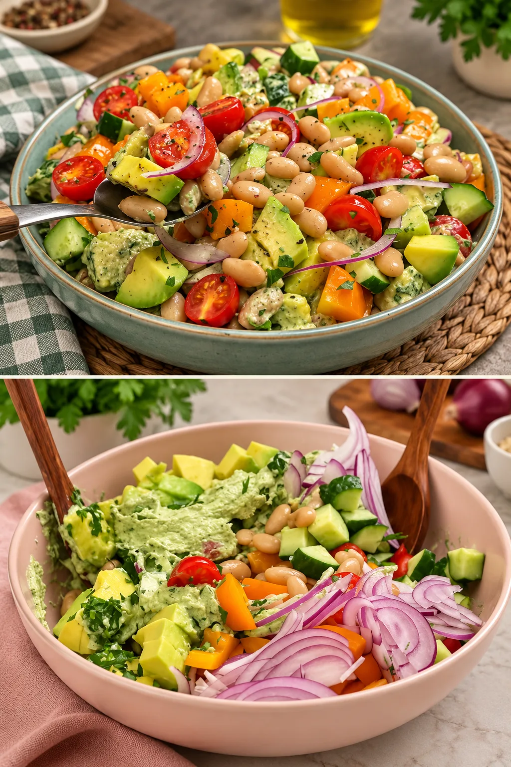 Salade d'avocat, de haricots et de tomates