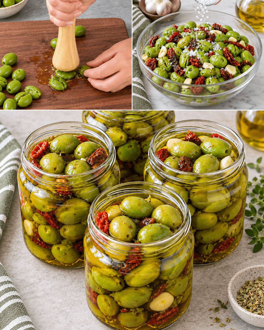 Olive schiacciate all'olio