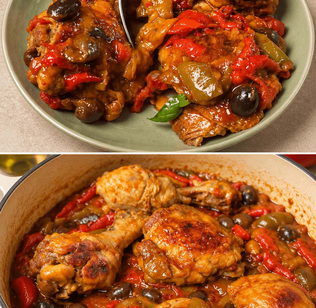 Pollo e peperoni in padella