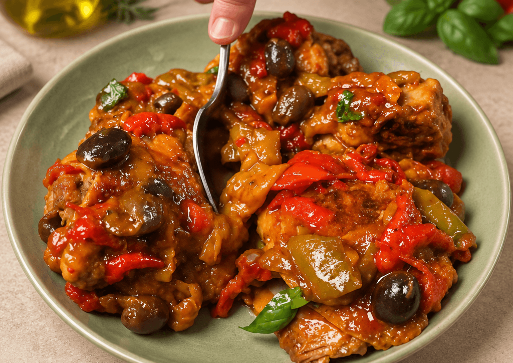 Pollo e peperoni in padella