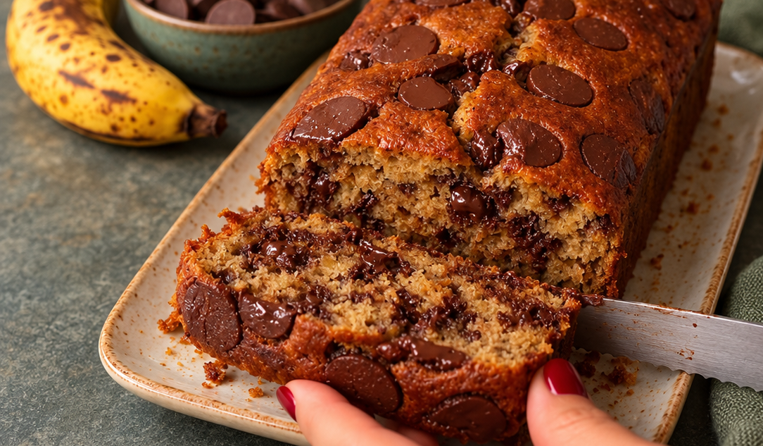 Plumcake banana, cioccolato e noci