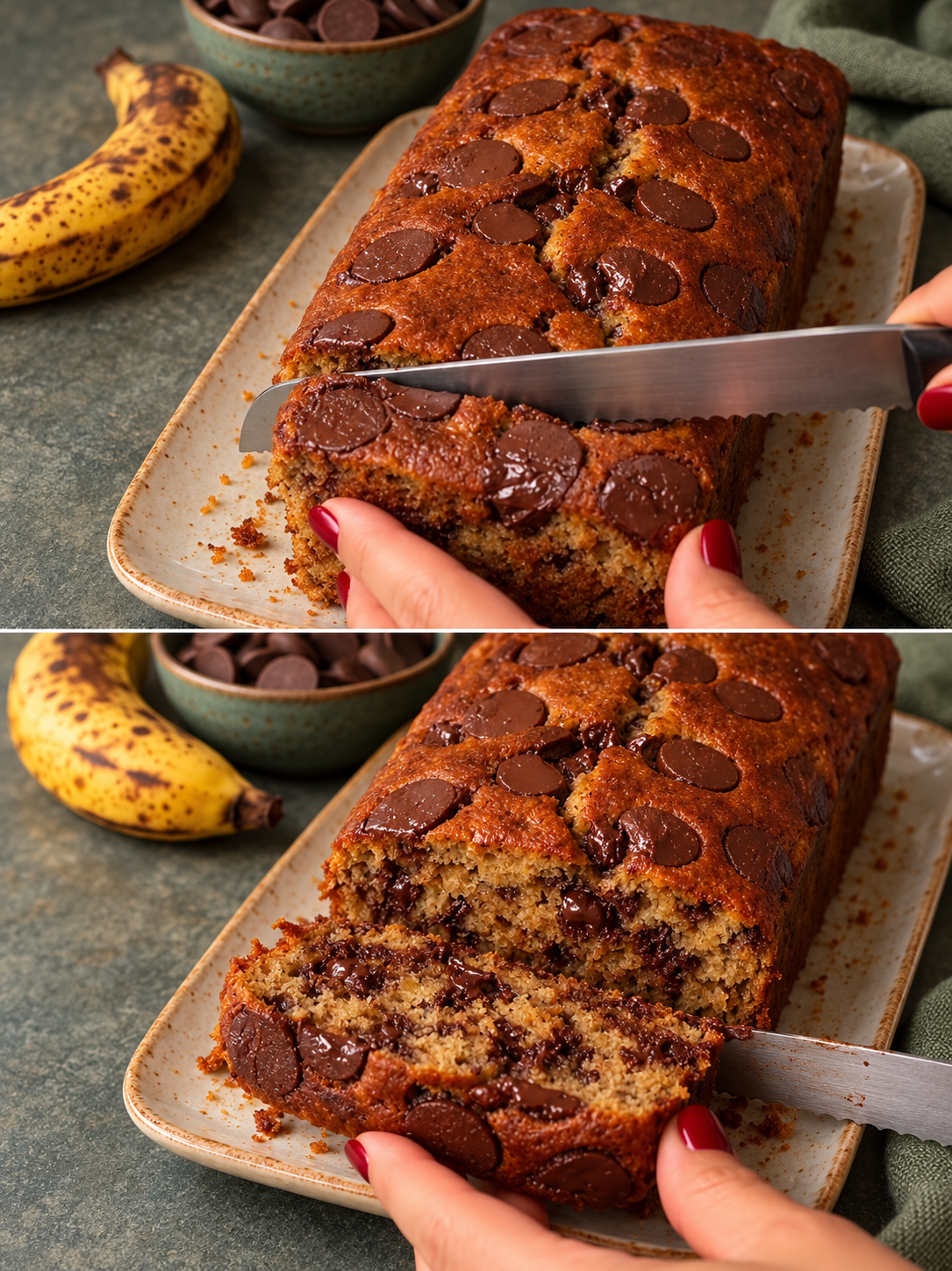 Plumcake banana, cioccolato e noci