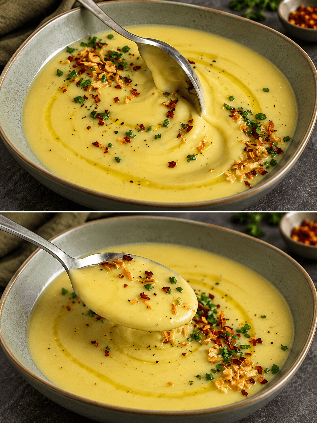 Vellutata cremosa di porri e patate