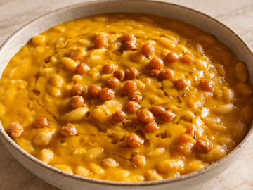 Pasta cremosa con ceci e zucca