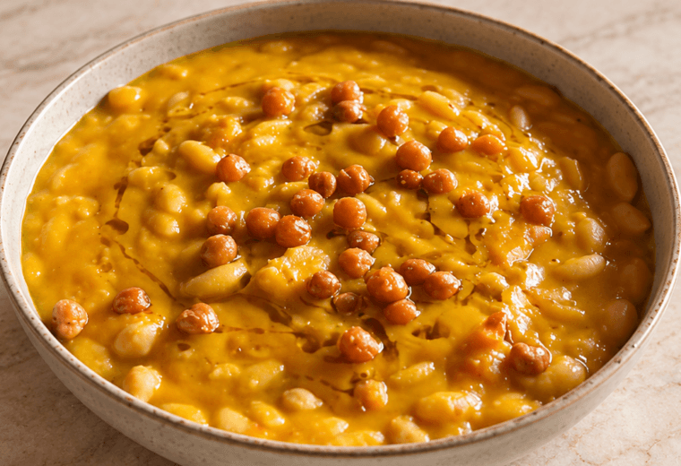 Pasta cremosa con ceci e zucca