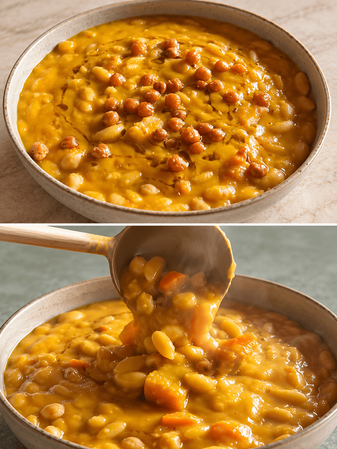 Pasta cremosa con ceci e zucca