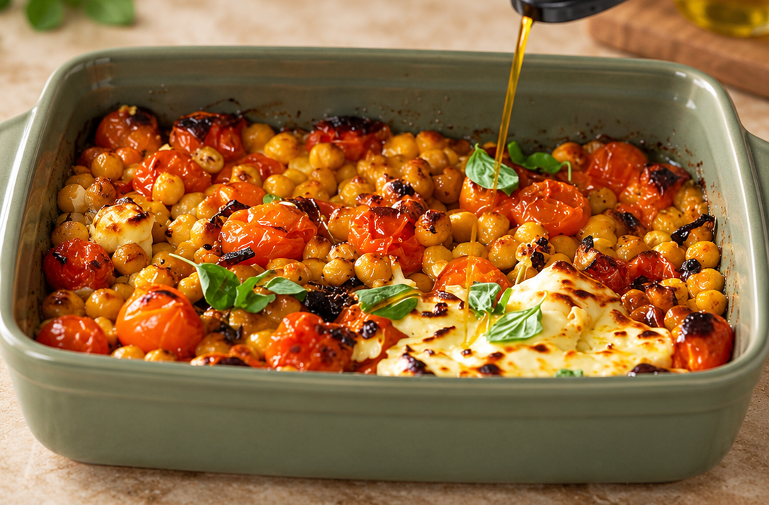 Ceci al forno con feta e pomodorini
