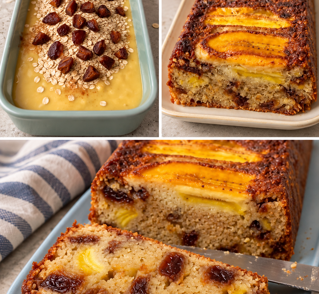 Torta di banana, avena e datteri