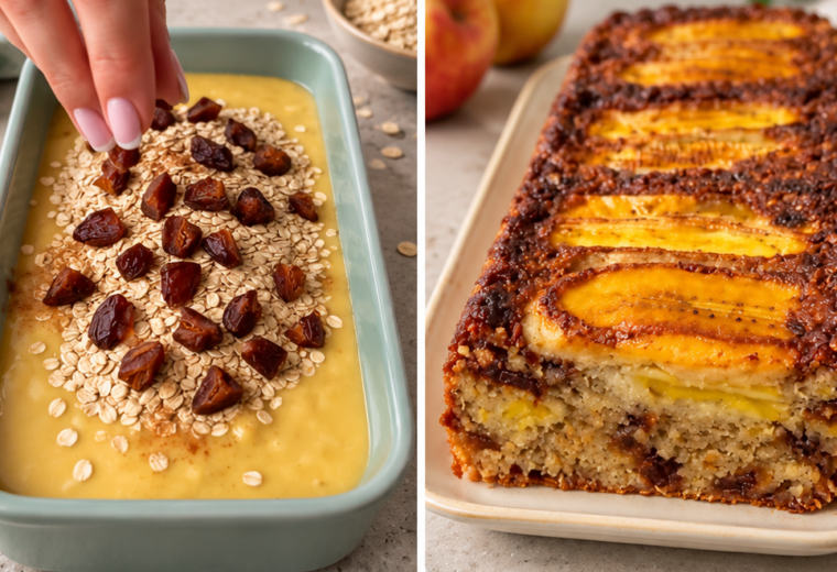 Torta di banana, avena e datteri