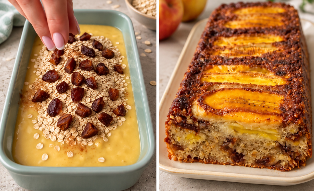 Torta di banana, avena e datteri