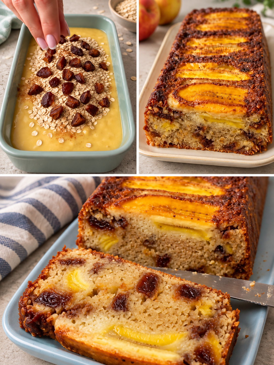 Torta di banana, avena e datteri