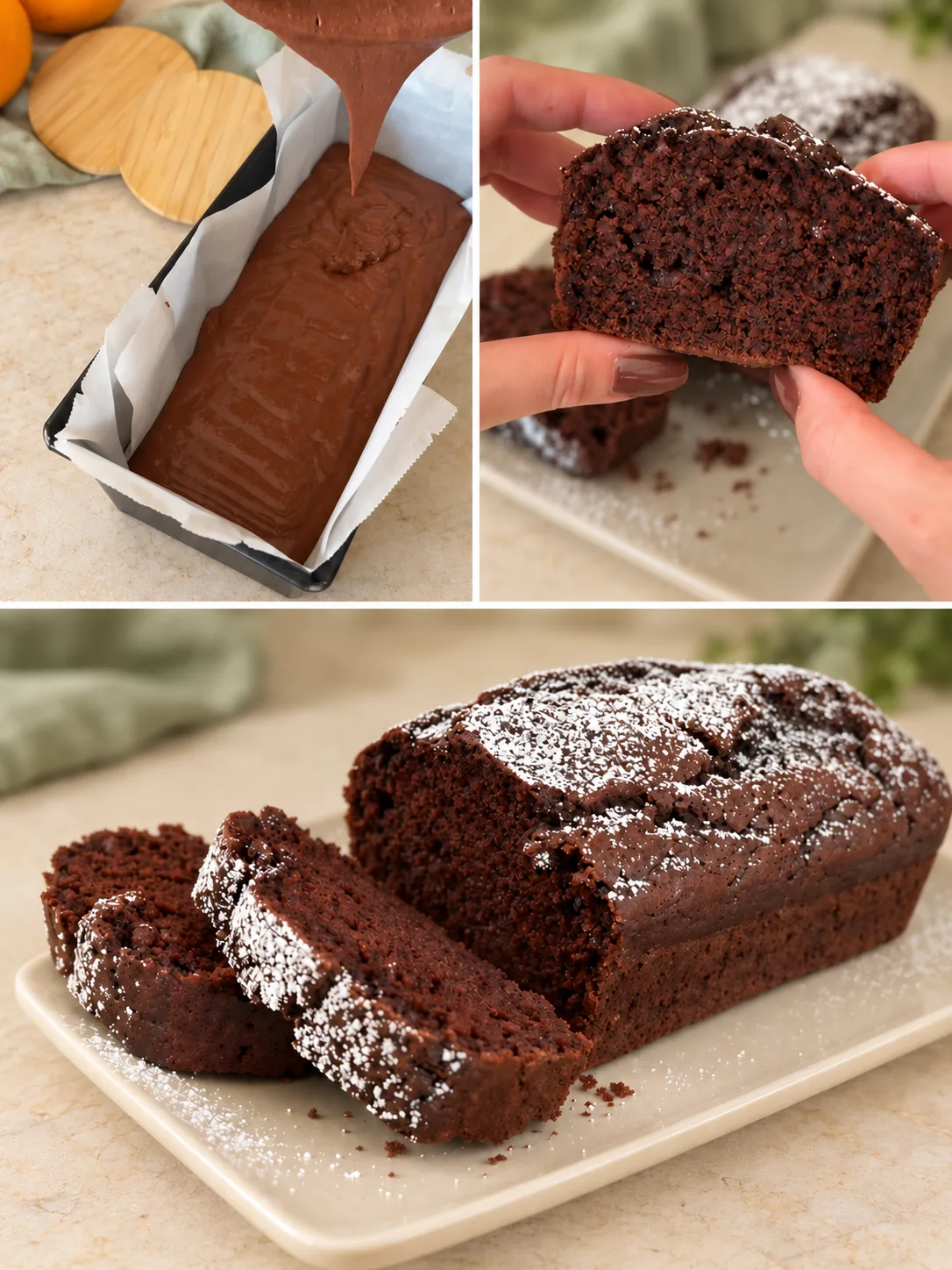 gâteau aux prunes au cacao et à l'eau