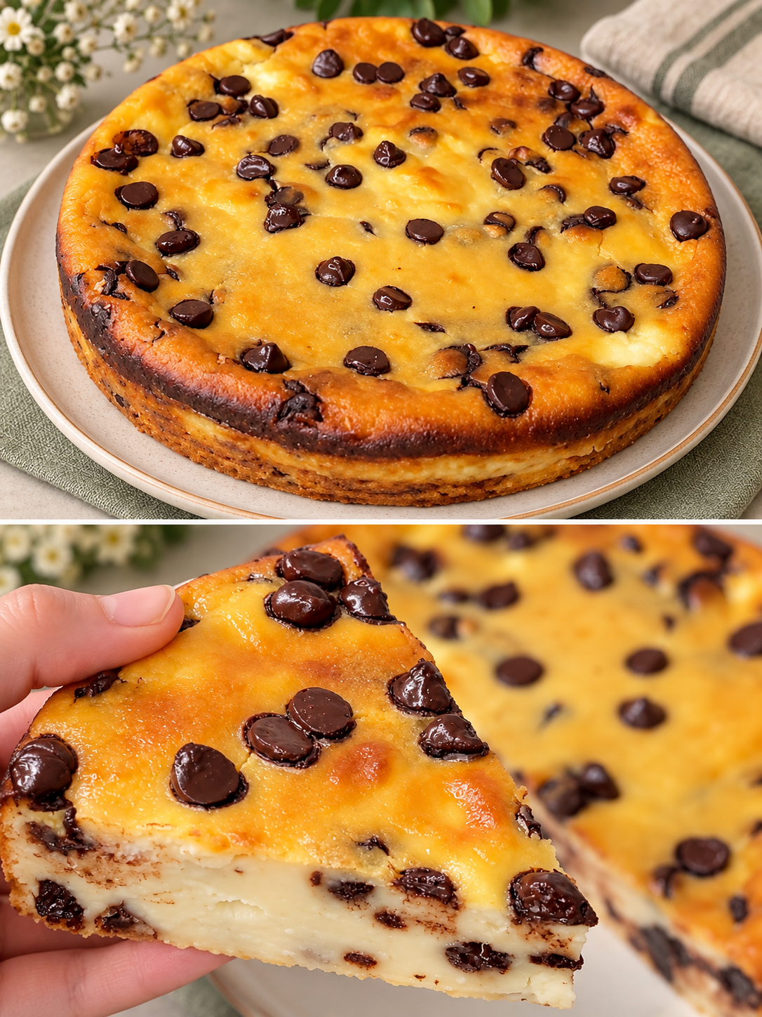 Torta cremosa di ricotta e cioccolato