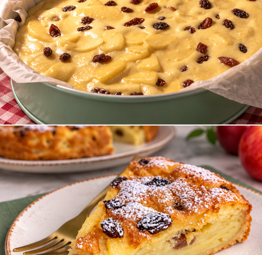 Torta millestrati di mele e uvetta
