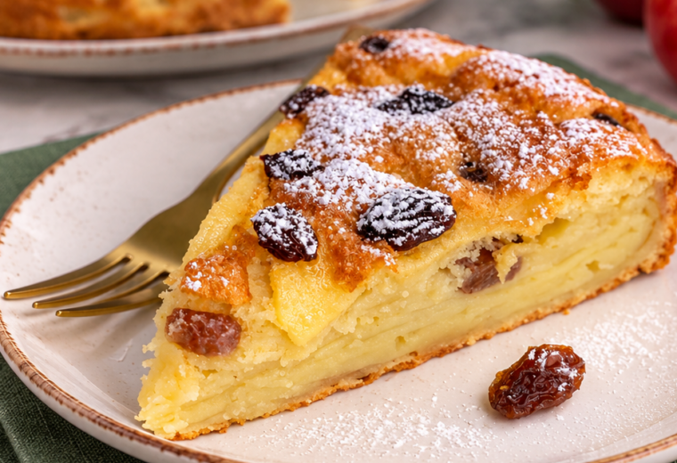 Torta millestrati di mele e uvetta