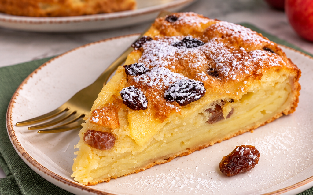 Torta millestrati di mele e uvetta