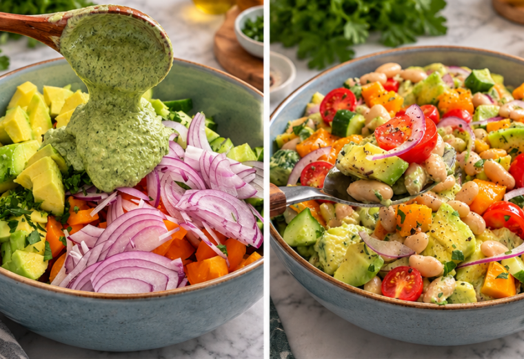 Insalata di fagioli, avocado e pomodori