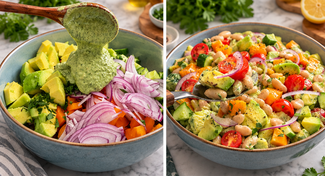 Insalata di fagioli, avocado e pomodori