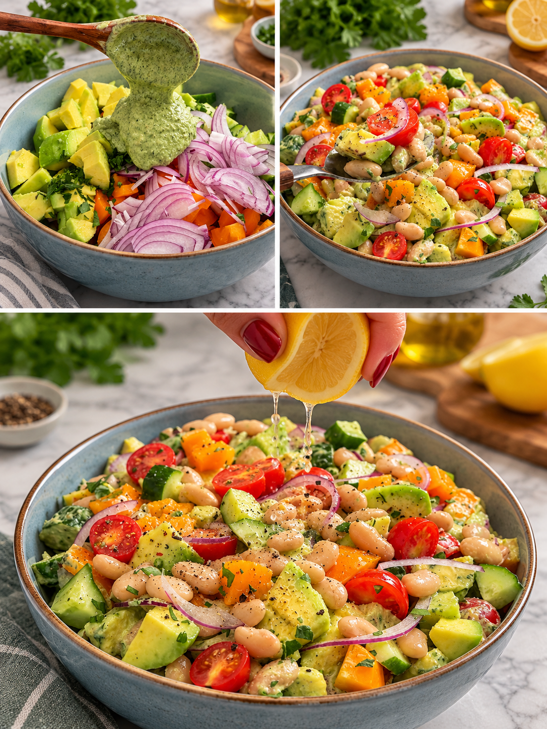 Insalata di fagioli, avocado e pomodori