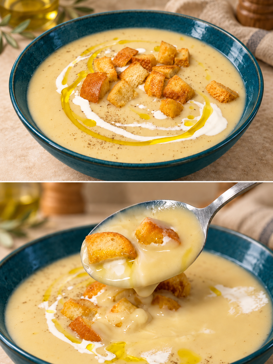 Crema di cavolfiore, pera e gorgonzola