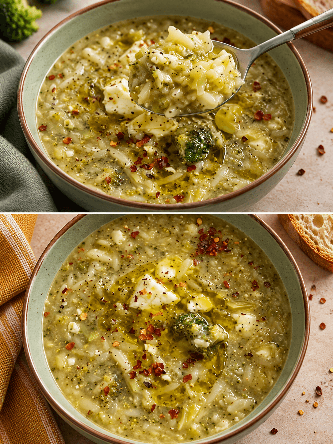 Zuppa di broccoli e feta