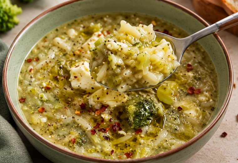 Zuppa di broccoli e feta