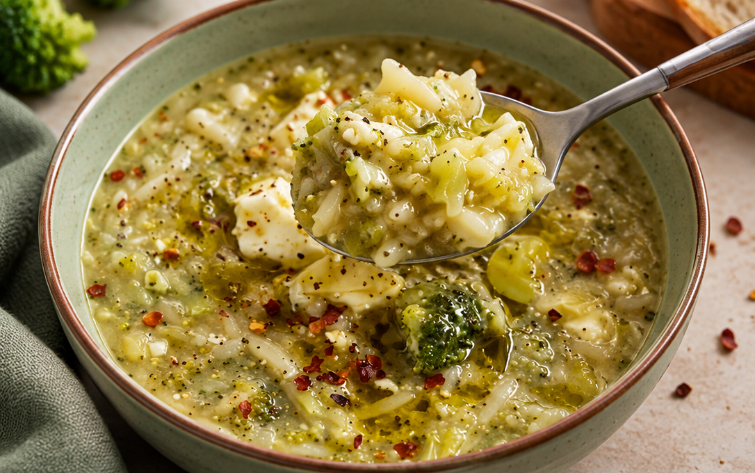 Zuppa di broccoli e feta